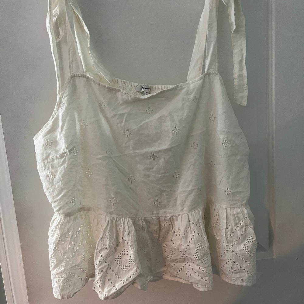 NWT white madewell plus cropped eyelet tank